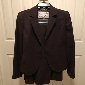 Calvin Klein dark brown skirt suit